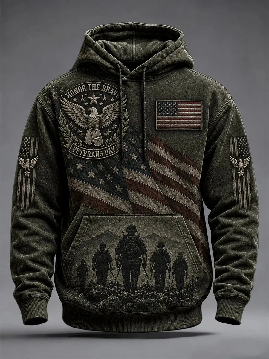 🎖️Men's Veteran Memorial Camo-Print Hoodie