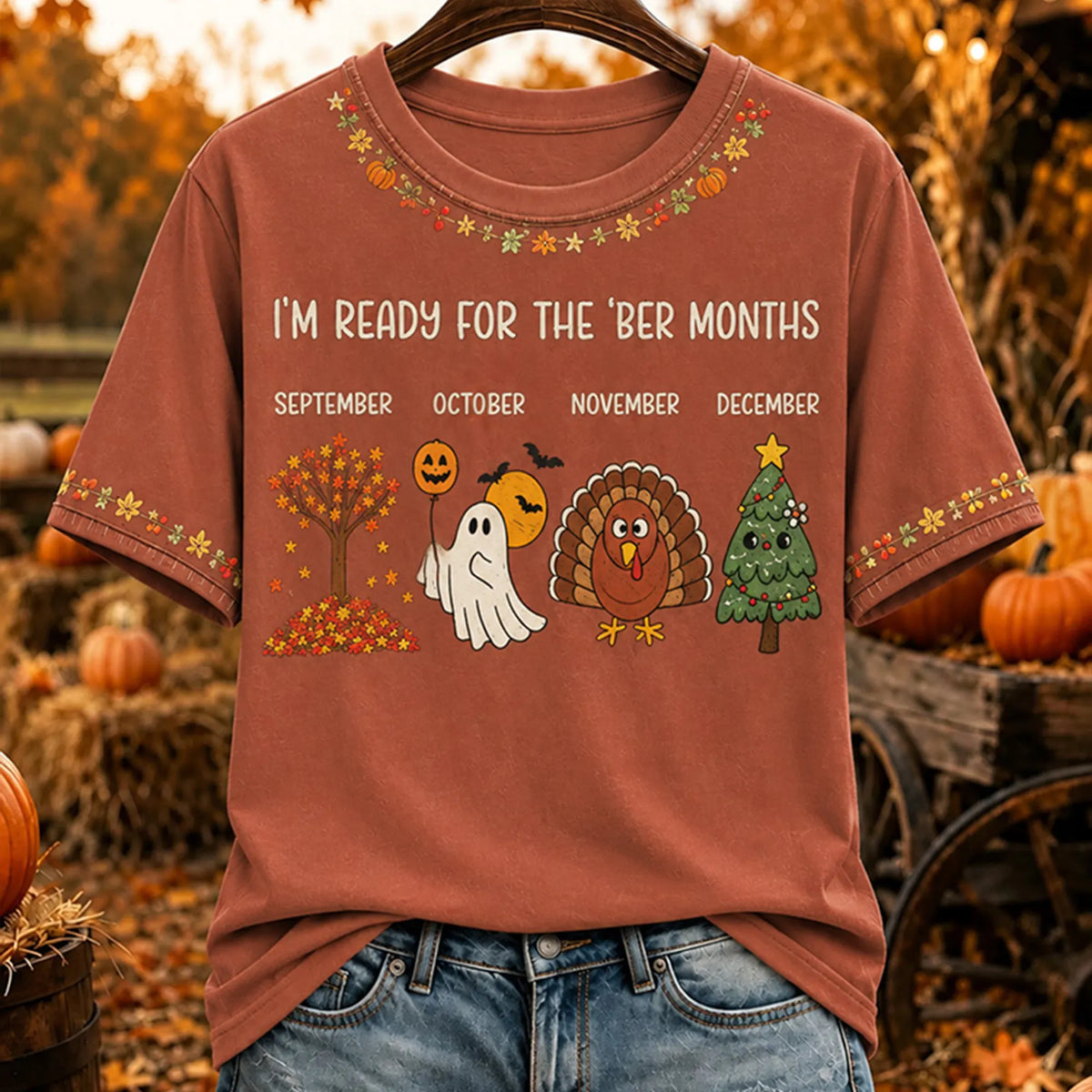 Vintage Women's I'm Ready For The Ber Months Cute Print T‑shirt