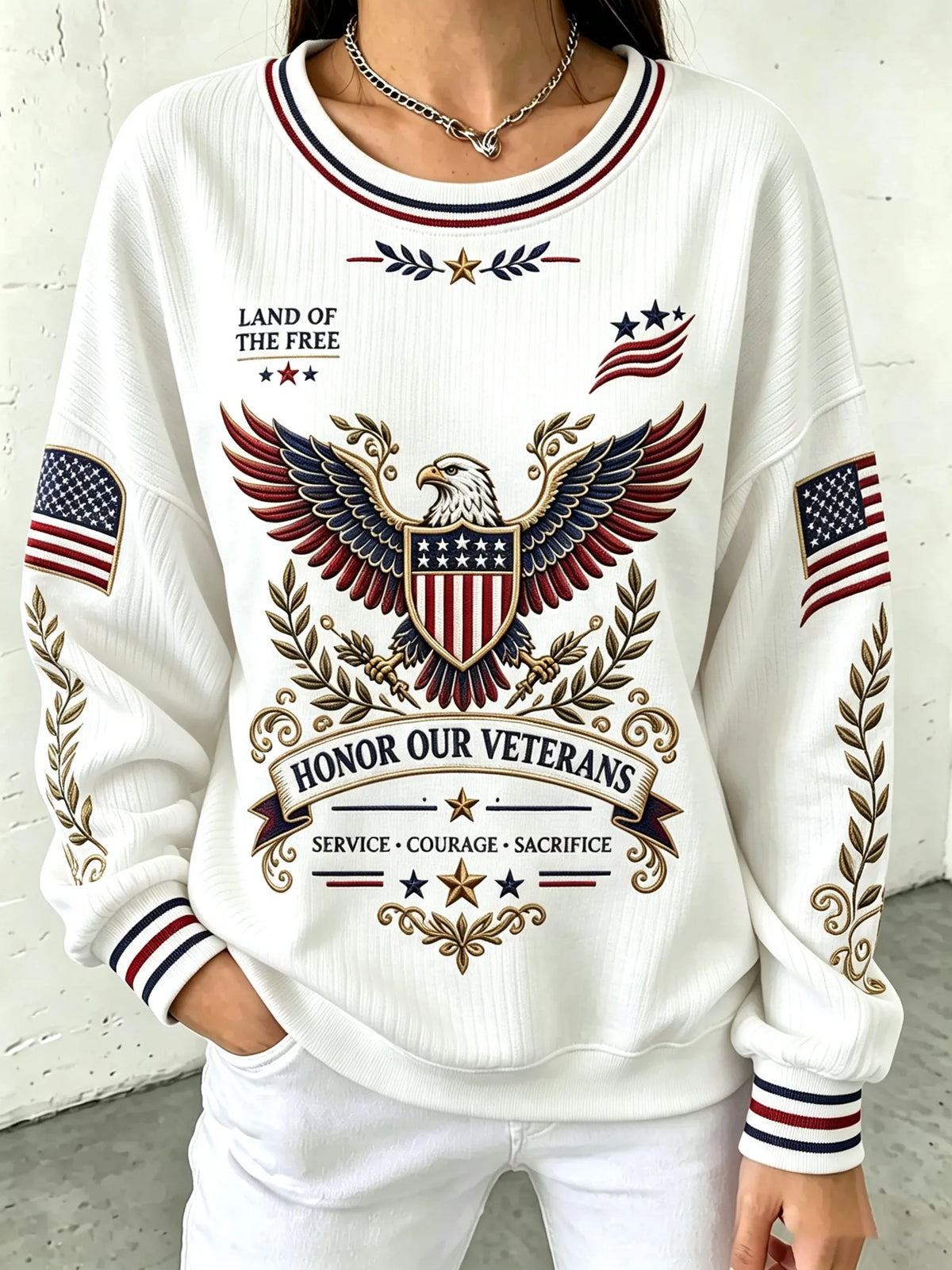 🎖️Women's U.S. Veterans Day Print Sweatshirt