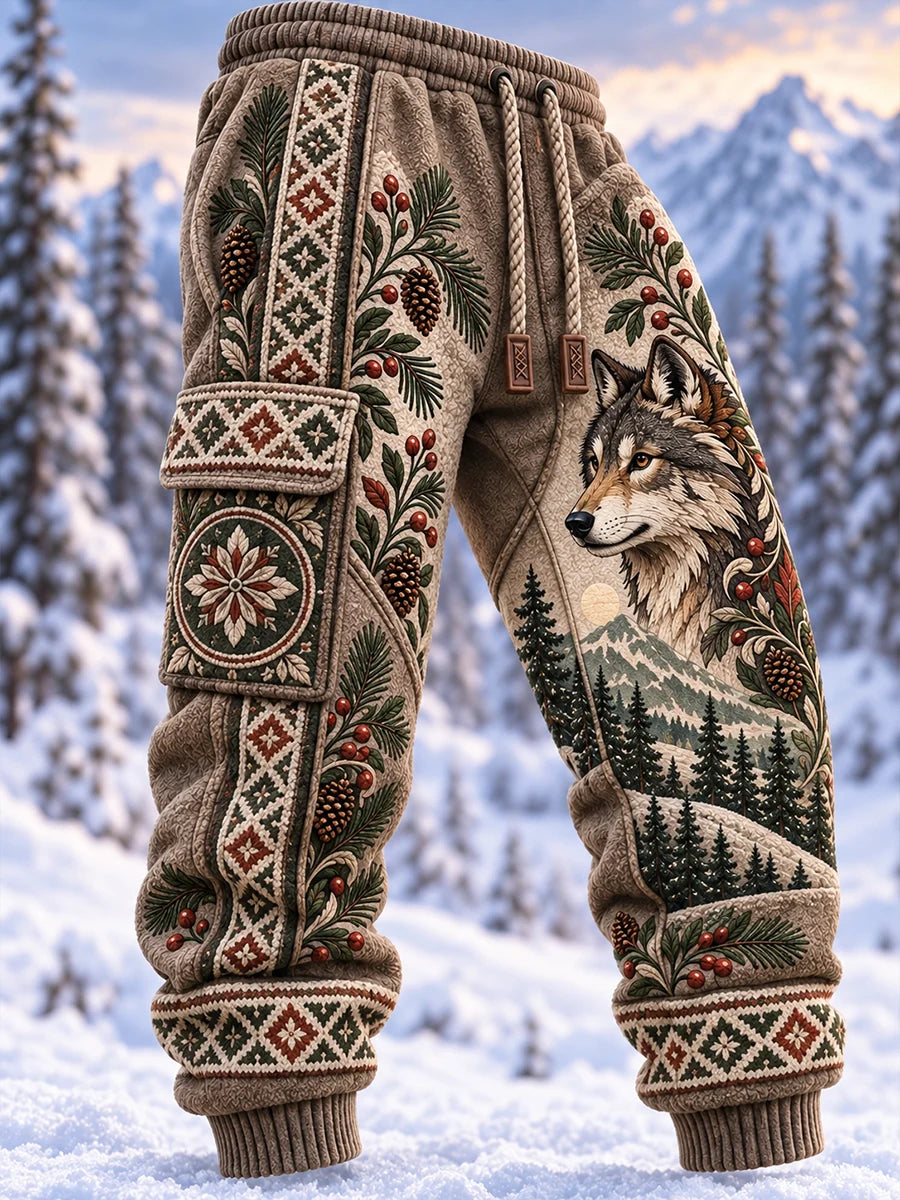 Men's Nordic Forest Animals Print Casual Sweatpants Trousers