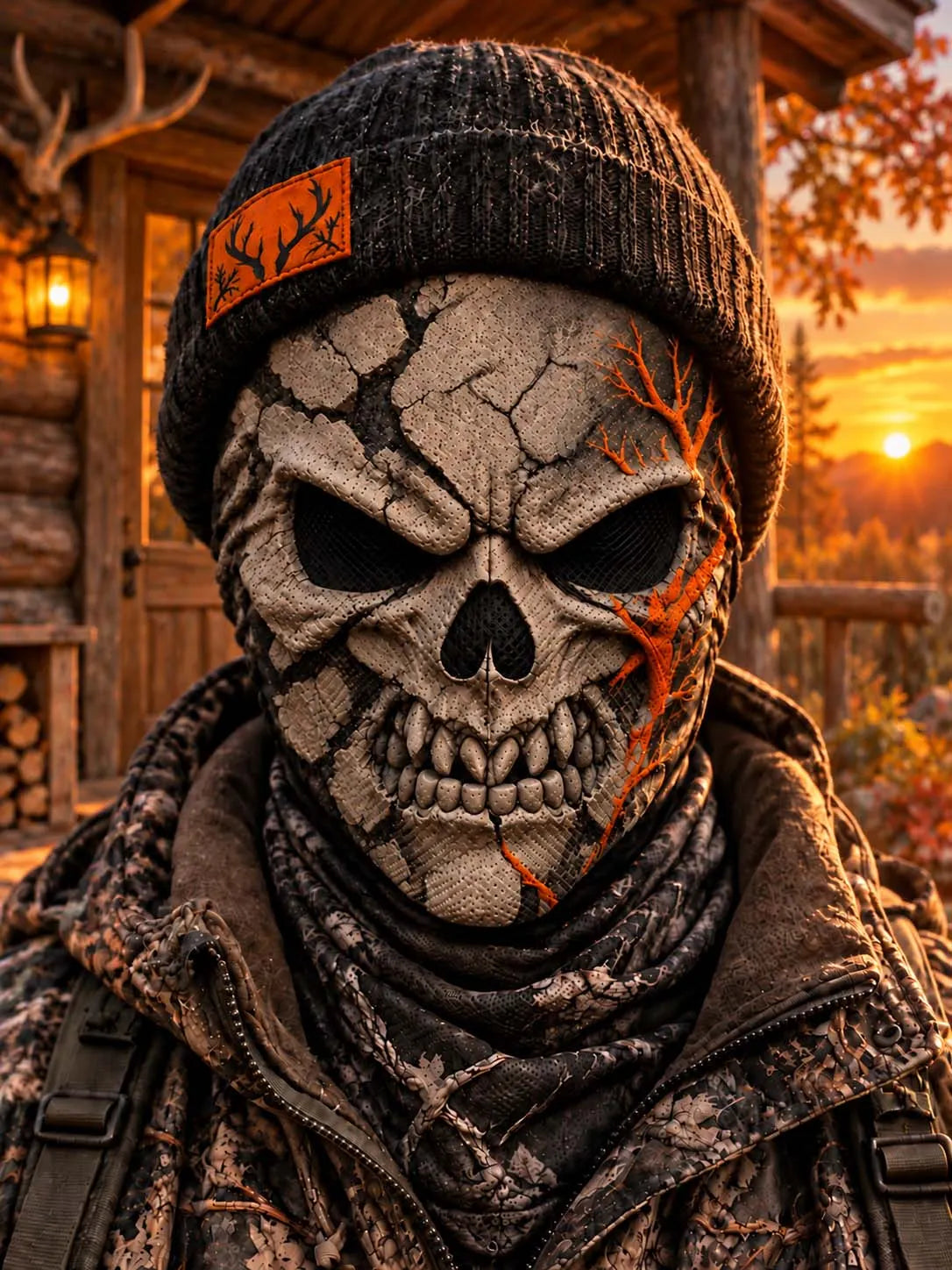 🌲 Cracked Bone Skull Camo Windproof Thermal Hunting Mask