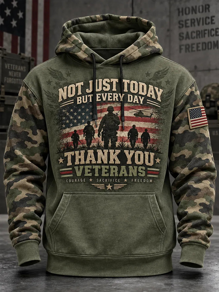 🎖️Men's Veterans Day US Flag Camouflage Print Casual Hoodie
