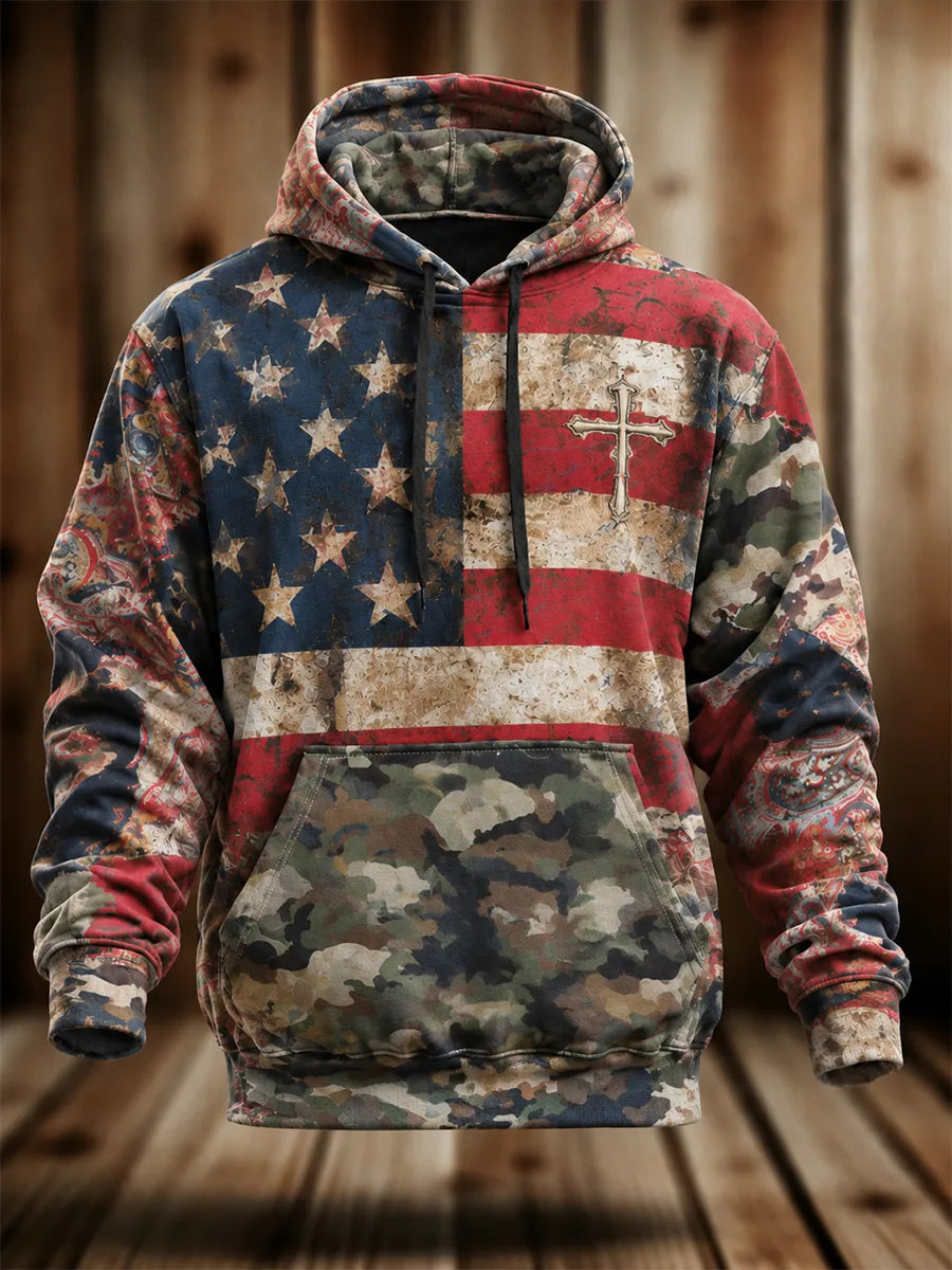 🎖️Men's Casual American Veteran Camouflage Print Hoodie