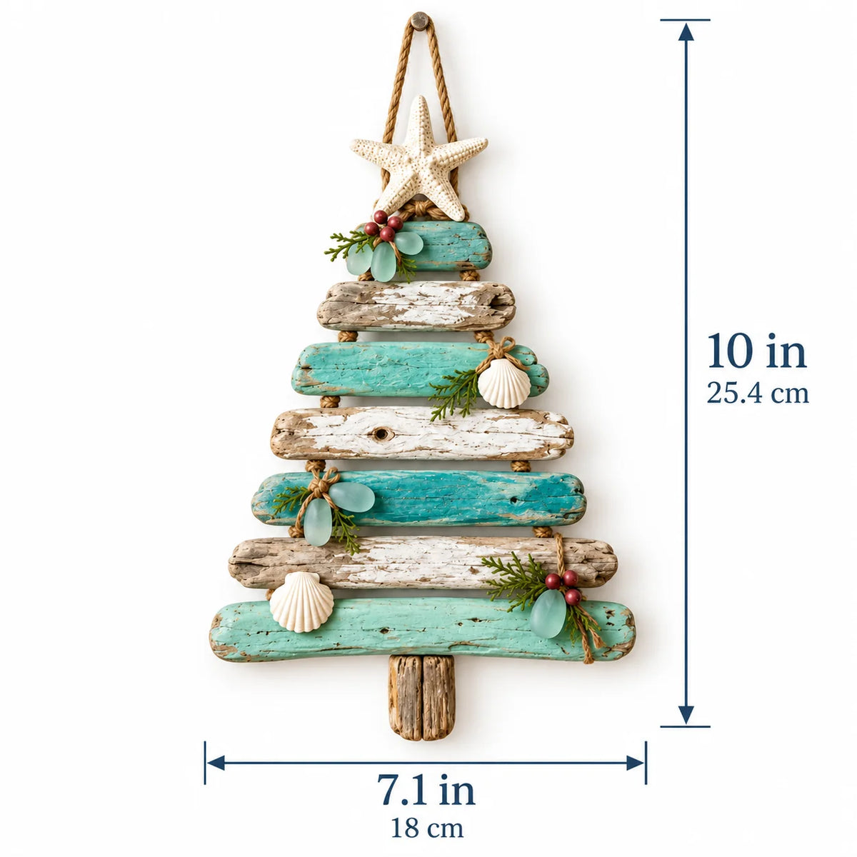 🌊🎄 Coastal Christmas Driftwood Tree – Lighted Beach House Wall Decor