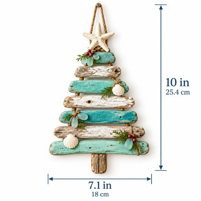 🌊🎄 Coastal Christmas Driftwood Tree – Lighted Beach House Wall Decor