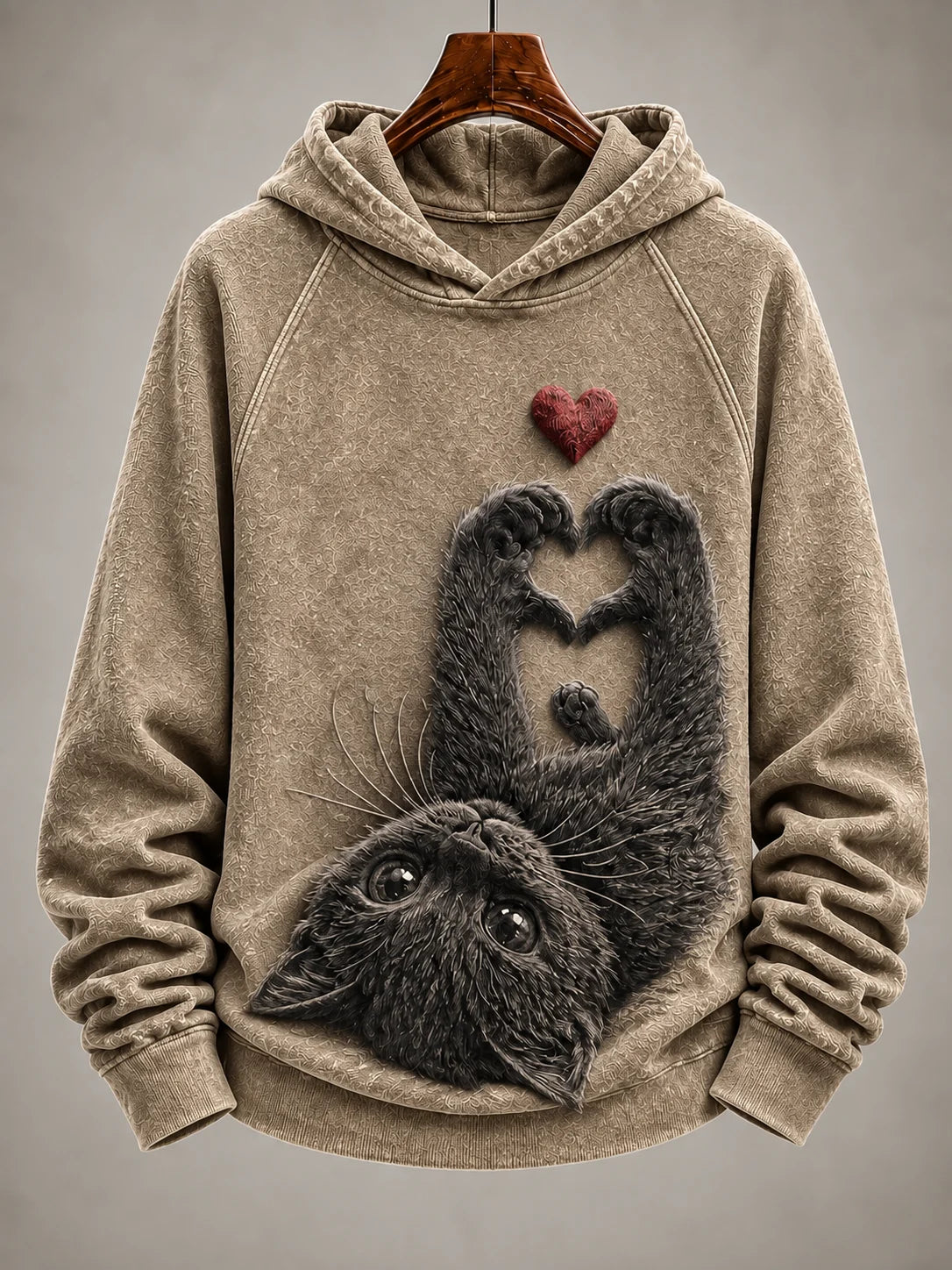 Women's Vintage Cat Print Hoodie