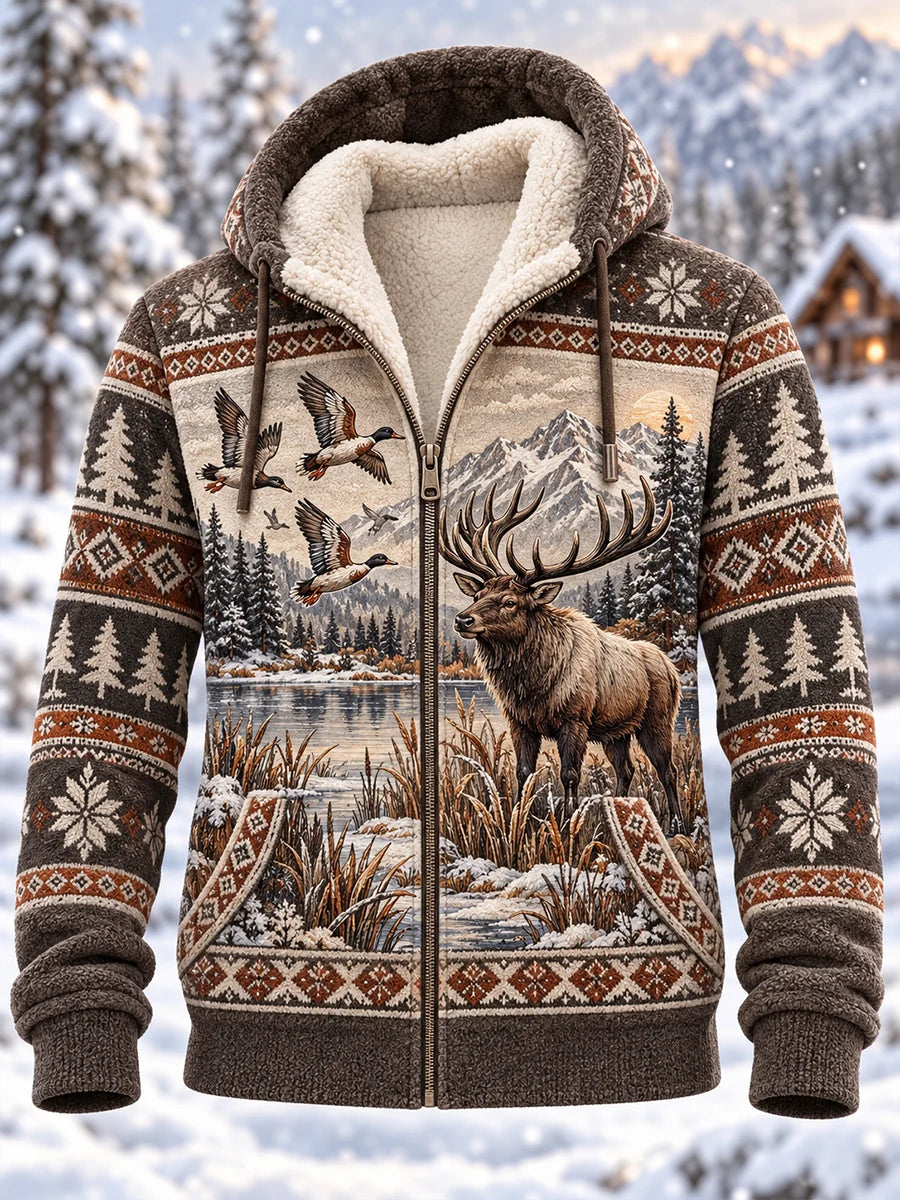Women's Nordic Forest Animal Fleece-Lined Hoodie