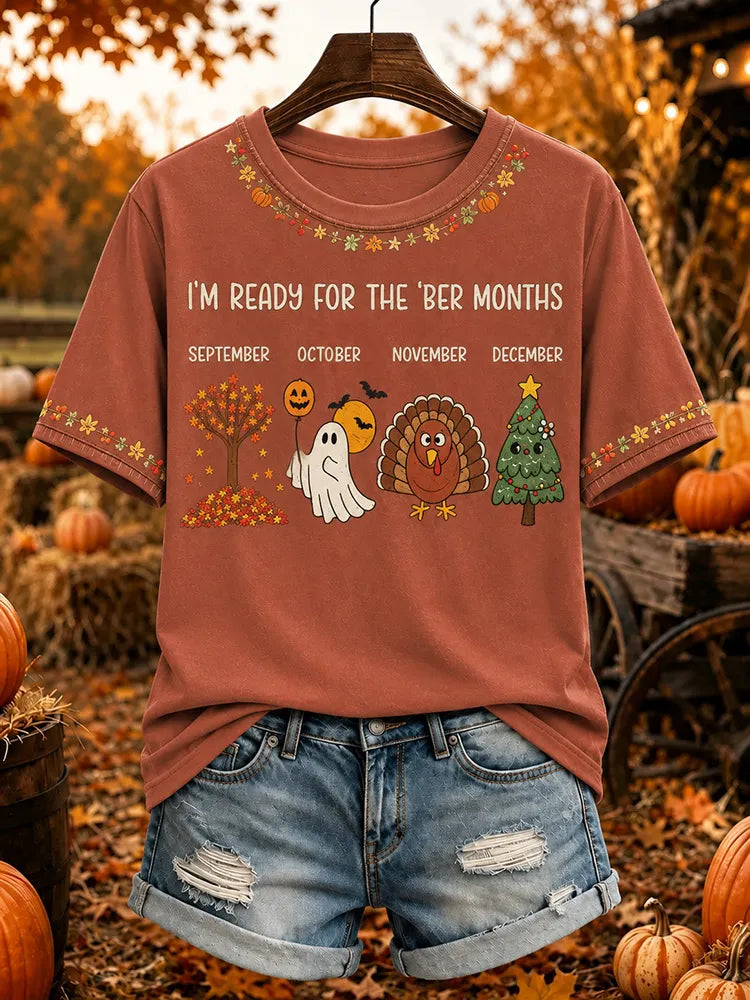 Vintage Women's I'm Ready For The Ber Months Cute Print T‑shirt