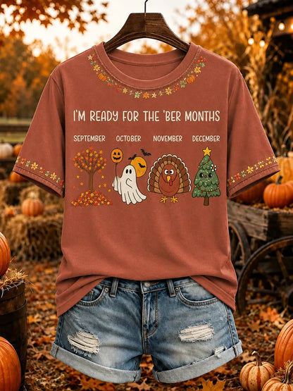 Vintage Women's I'm Ready For The Ber Months Cute Print T‑shirt