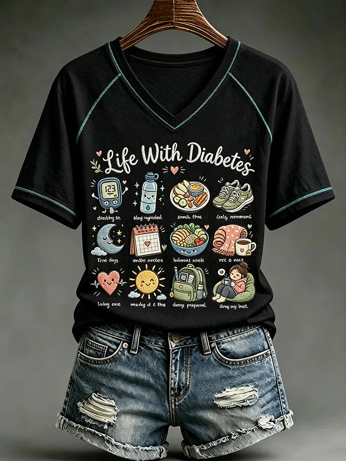 Women's Diabetes Awareness Print Top