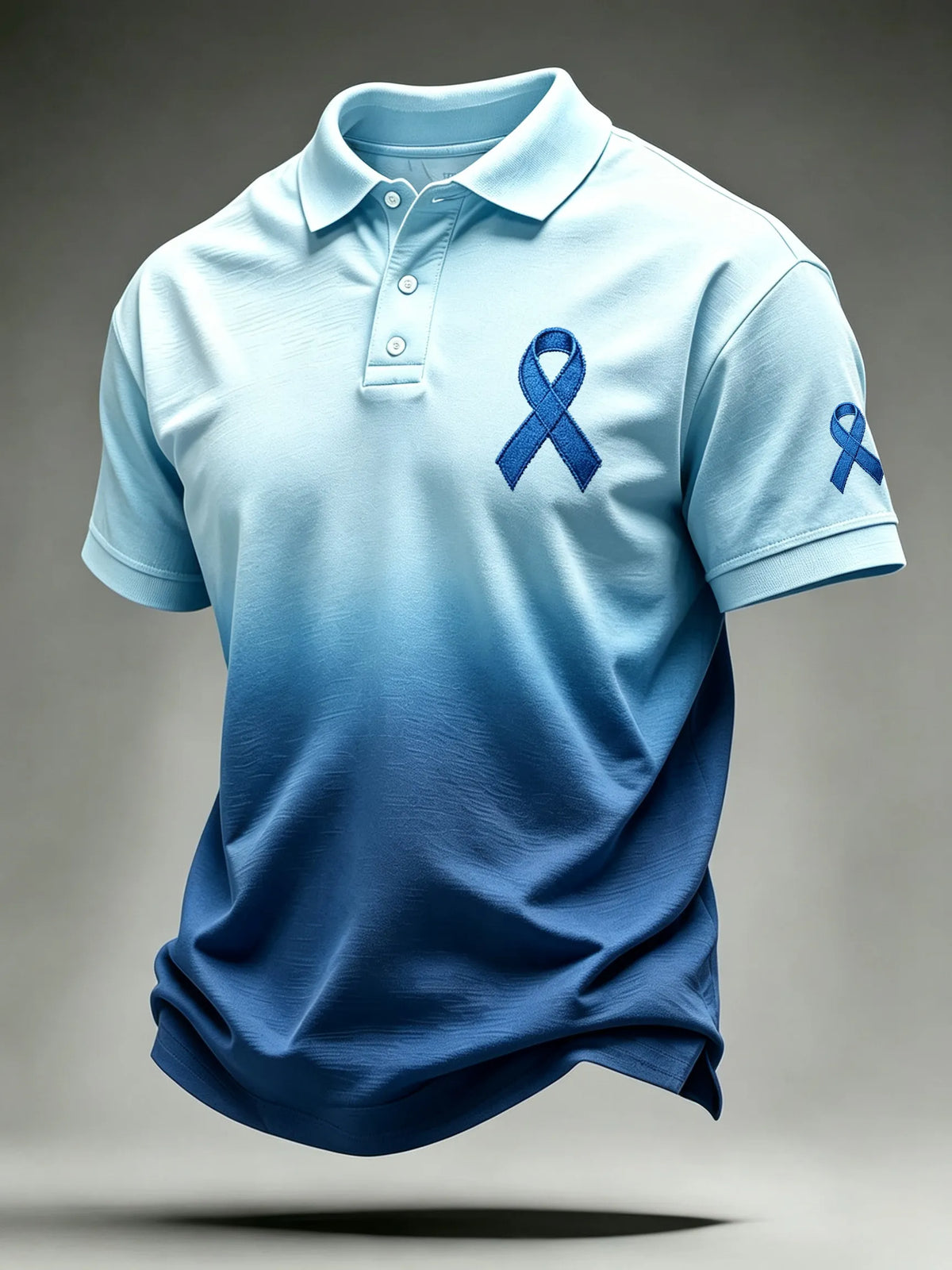 Men's Blue Printed Casual Polo Shirt
