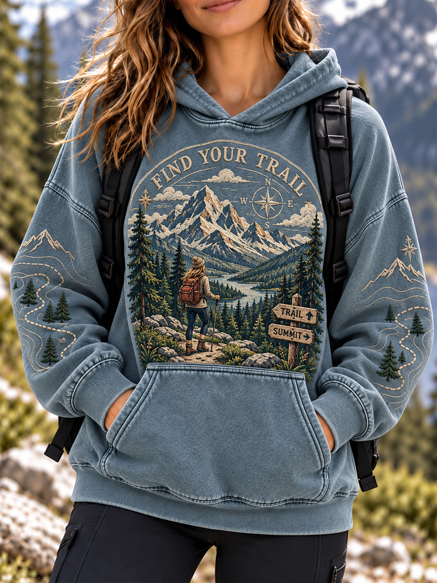 Women's Wilderness Trail Print Hike Lovers Hoodies