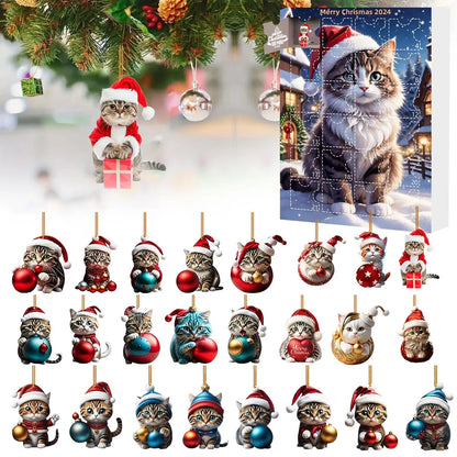 2026 Cats Advent Calendar, Advent Calendar 2026, Countdown for Cats Christmas 24 Days Christmas Advent Calendar with Hanging Decoration for Cats in 2D Acrylic（2D Acrylic Flat）