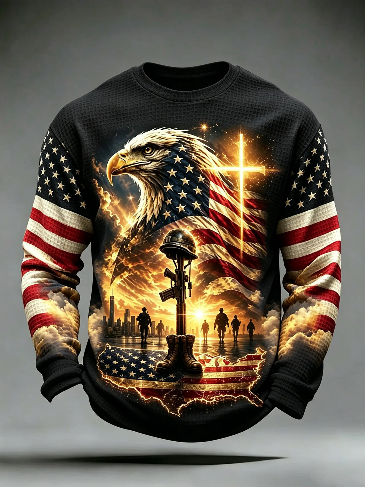 🎖️Men's Veterans Day Theme Waffle Long Sleeve T-Shirt