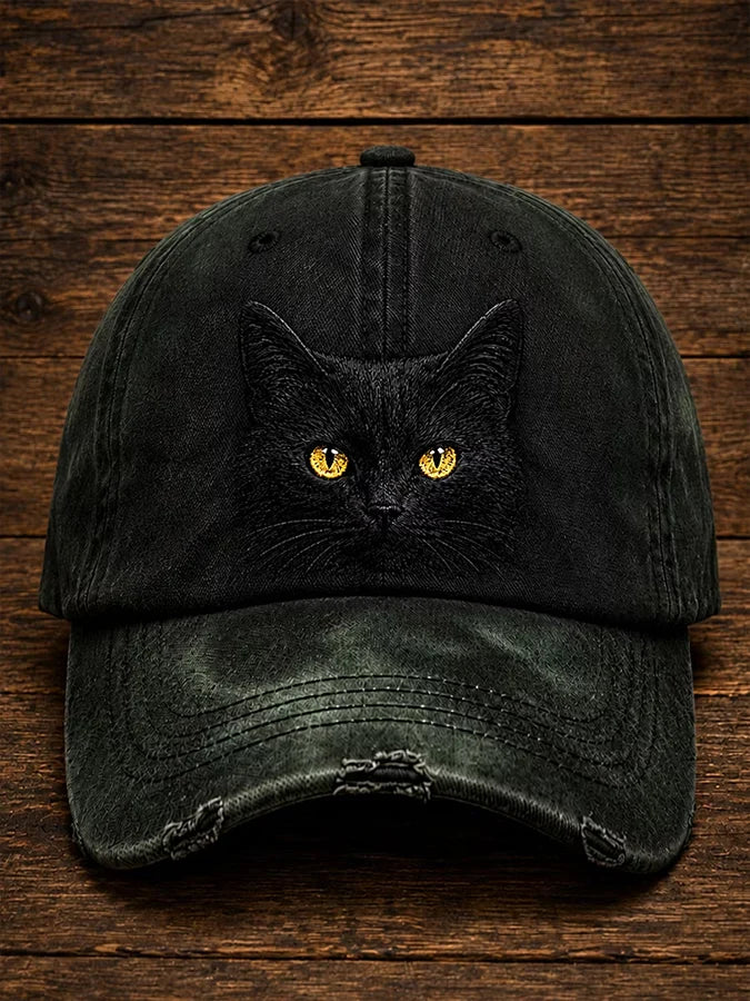 Retro Animal Black Cat Baseball Cap