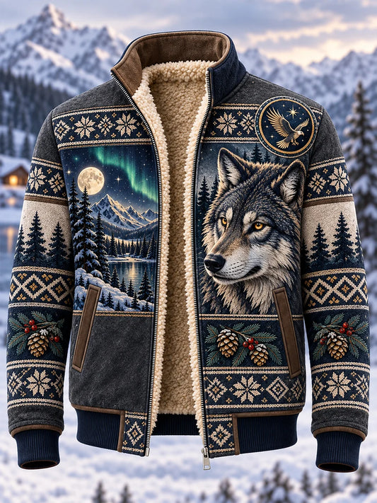 Men's Nordic Forest Animals Zip-Up Jacket