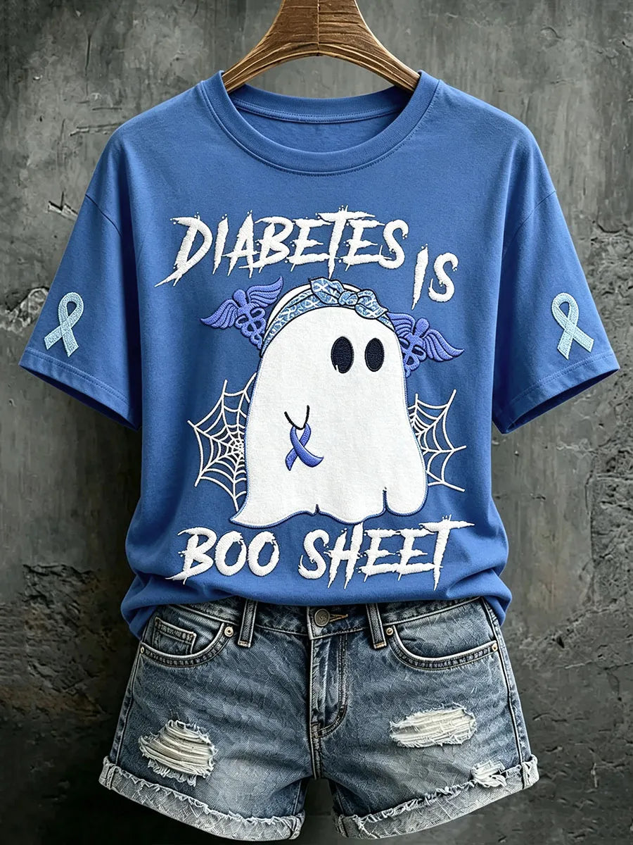 Diabetes Is Boo Sheet Halloween Ghost Diabetes Awareness T-Shirt
