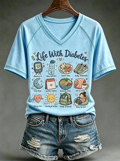 Women's Diabetes Awareness Print Top