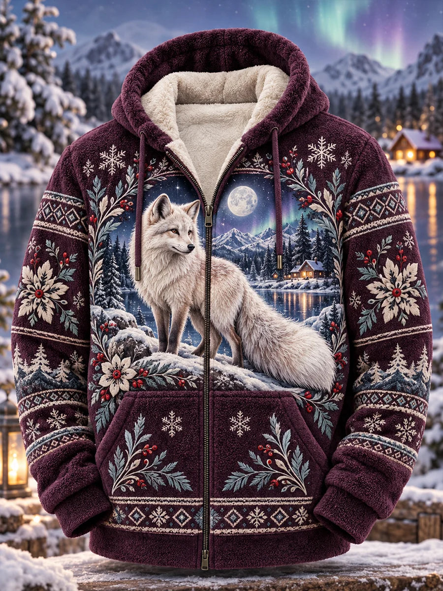 Men's Nordic Forest Animal Print Hooded Jacket