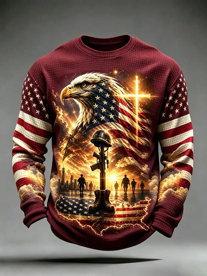 🎖️Men's Veterans Day Theme Waffle Long Sleeve T-Shirt