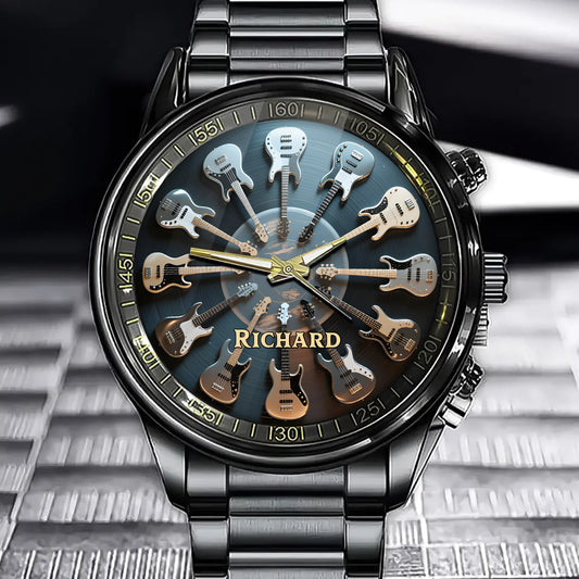 Custom 12 Bass Guitar Watch - Personalized Design for Bass Guitar Enthusiasts