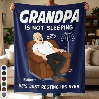 Custom Blanket - Personalized Father's Day Birthday Gifts For Dad, Grandpa - Dad’s Favorite Hobby Is Napping