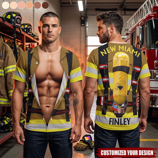 Custom Firefighter T-Shirt - Personalized Gifts For Firefighters & First Responders - Courage Under Fire