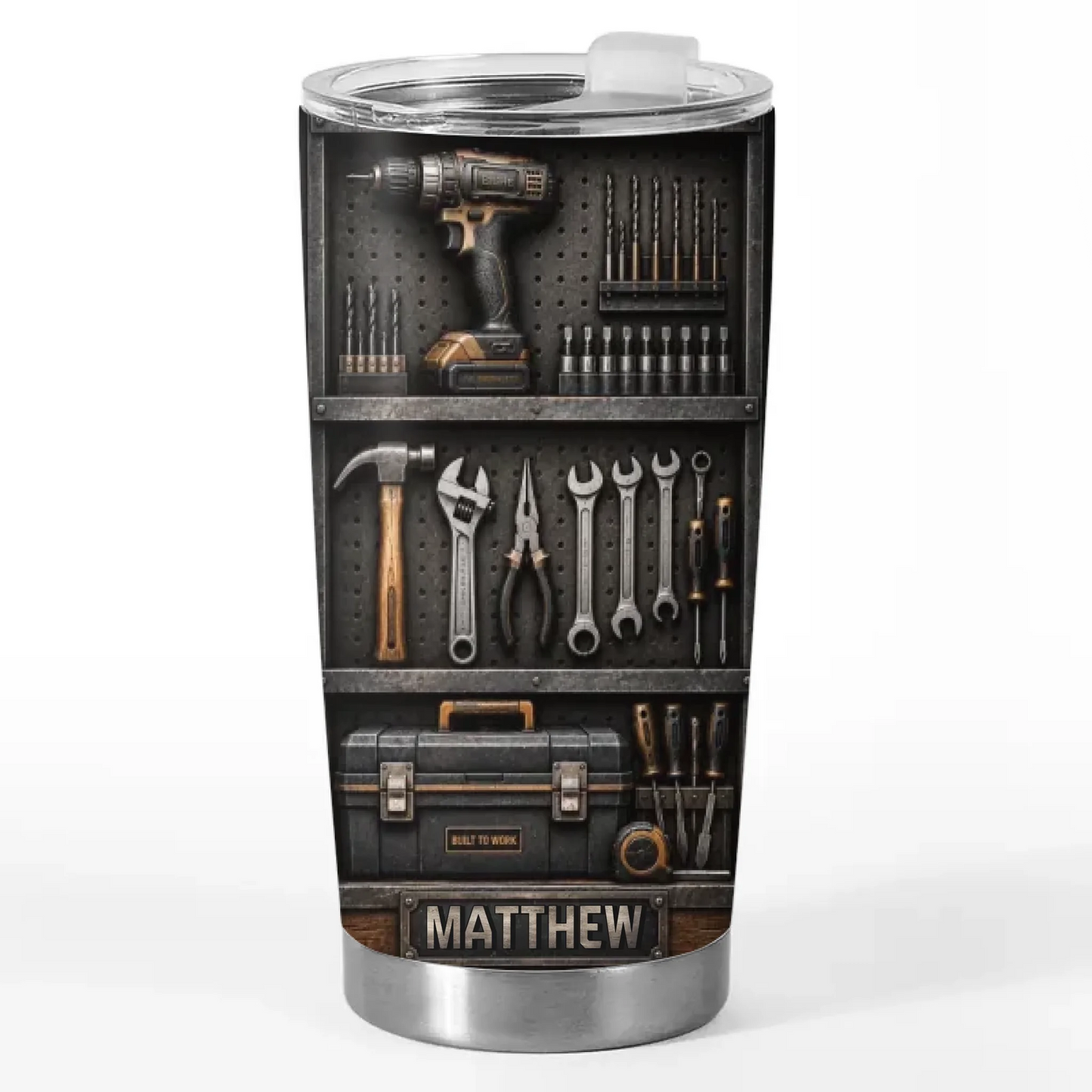 Custom Handyman Tumbler - Personalized Birthday Gifts For Husband, Son, Grandson, Brother, Grandpa, Dad, Yourself - Hard Work Never Stops