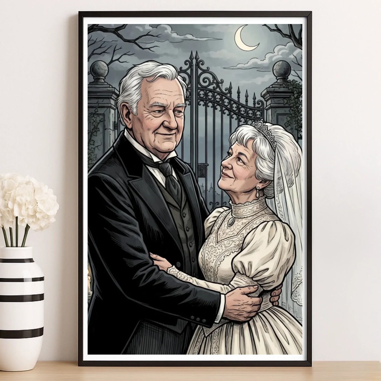 Custom Photo Gothic Vertical Poster - Personalized Halloween Anniversary Wedding Gifts For Husband And Wife, Him And Her - Our Gothic Portrait