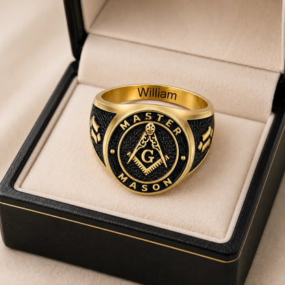 Custom Master Mason Ring - Personalized Freemason Gifts For Men - Bound By The Craft