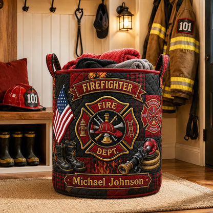 Custom Firefighter Laundry Basket - Personalized Gifts For Firefighters - Courage Lives Here