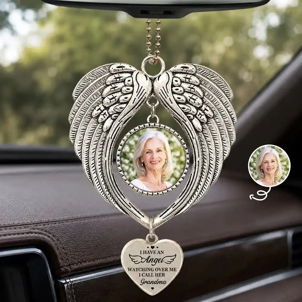 Custom Angel Wings Acrylic Ornament - Personalized Memorial Photo Gifts - Forever Watching Over Me