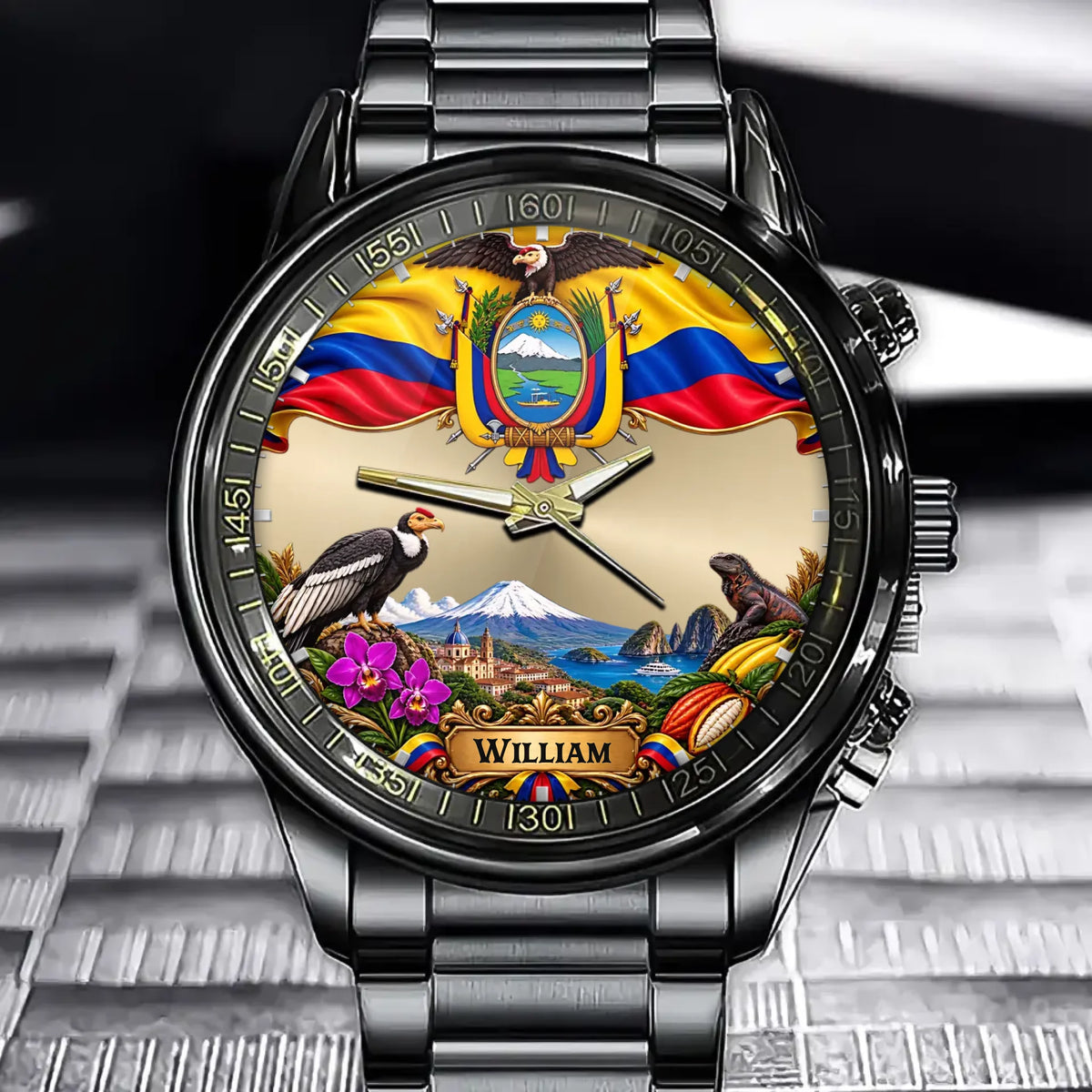 Custom Ecuador Heritage Watch - Personalized Name Gift - Carry Ecuador Close To Home