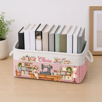 Sewing Basket_ Craft Basket Custom Sewing Machine & (1)