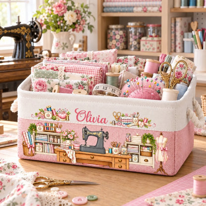Sewing Basket_ Craft Basket Custom Sewing Machine &