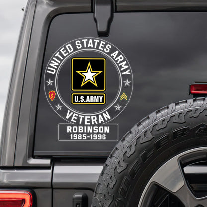 Custom Military Car Decal - Personalized Veteran Name & Service Years Gift - Honor Never Retires