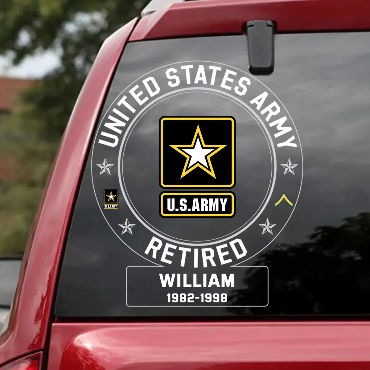 Custom Military Car Decal - Personalized Veteran Name & Service Years Gift - Honor Never Retires