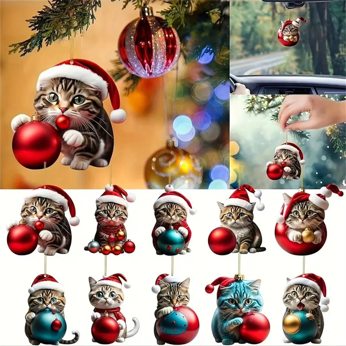 2026 Cats Advent Calendar, Advent Calendar 2026, Countdown for Cats Christmas 24 Days Christmas Advent Calendar with Hanging Decoration for Cats in 2D Acrylic（2D Acrylic Flat）