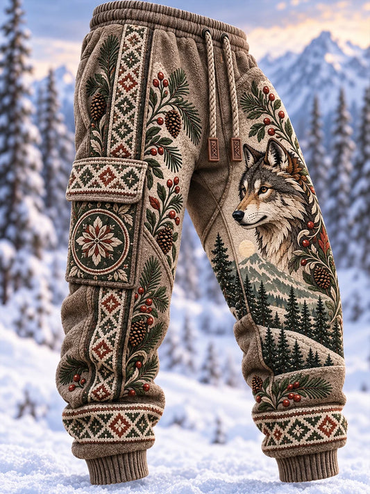 Men's Nordic Forest Animals Print Casual Sweatpants Trousers