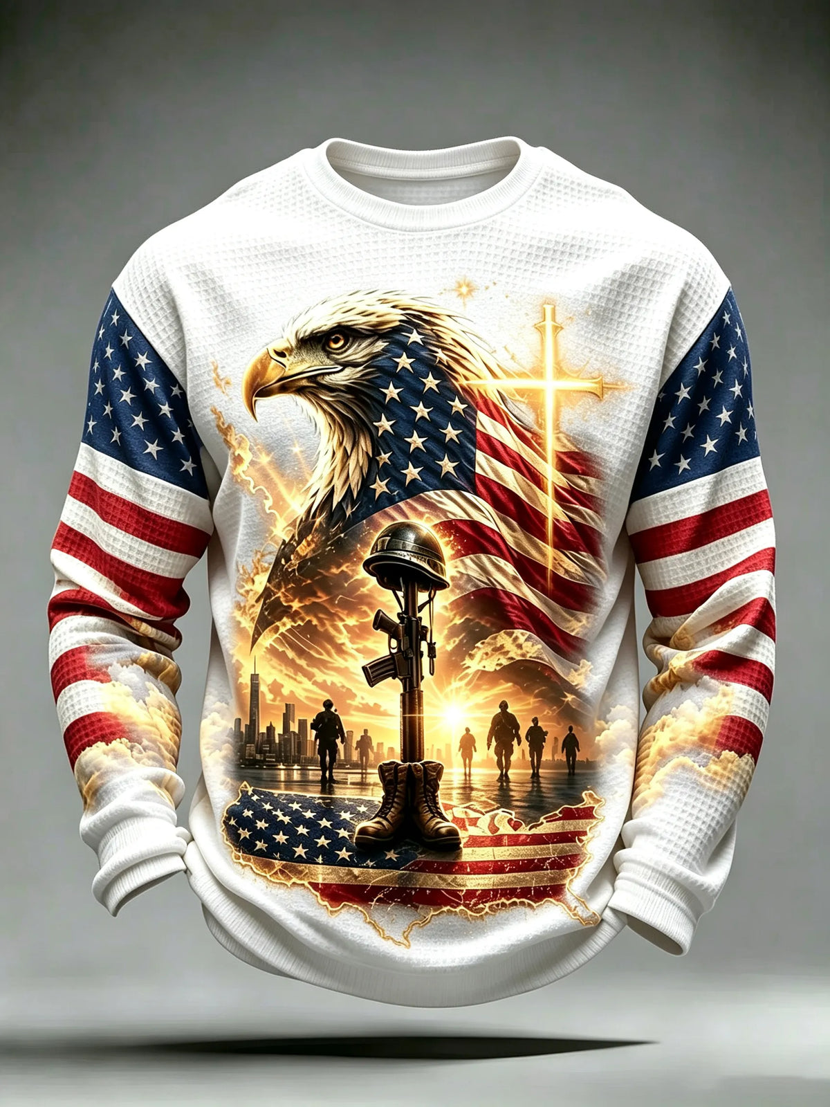 🎖️Men's Veterans Day Theme Waffle Long Sleeve T-Shirt