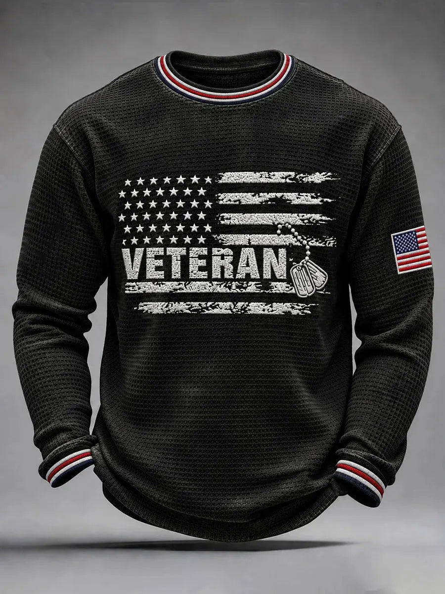 🎖️Men's Veterans Day Theme Waffle Long Sleeve T-Shirt