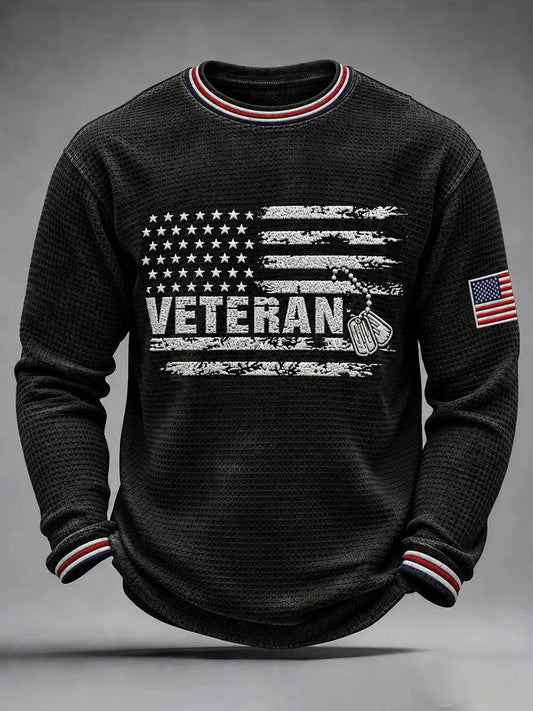 🎖️Men's Veterans Day Theme Waffle Long Sleeve T-Shirt