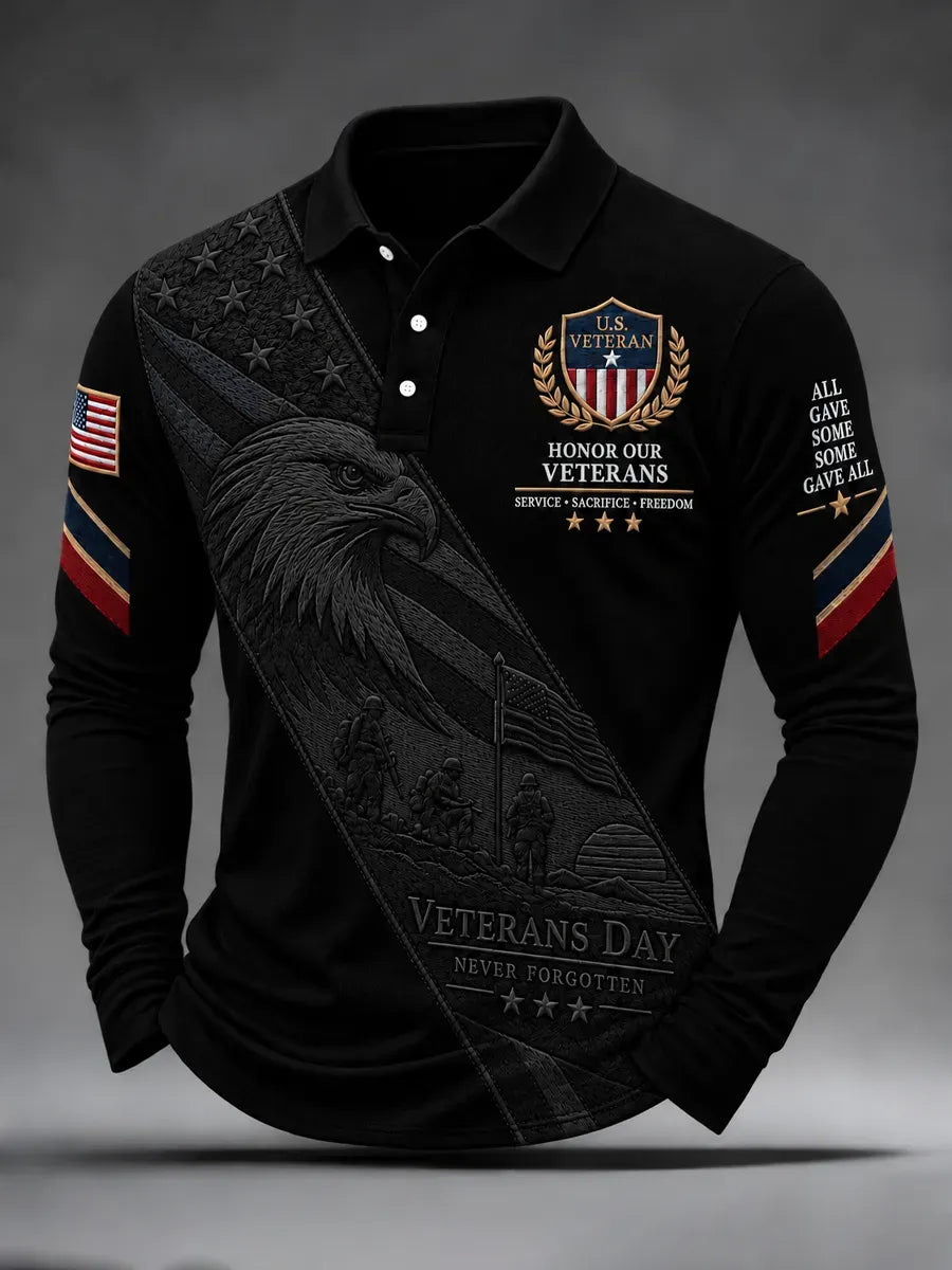 🎖️Men's Veterans Day Theme Waffle Long Sleeve T-Shirt