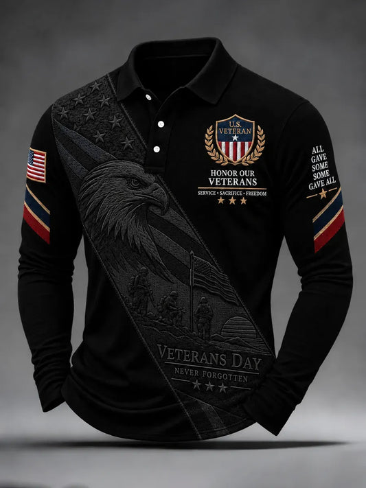 🎖️Men's Veterans Day Theme Waffle Long Sleeve T-Shirt