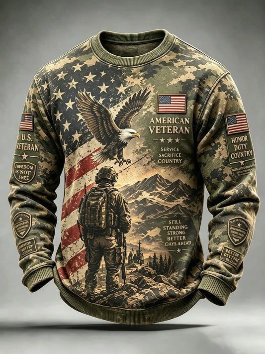 🎖️Men's Veterans Day Theme Printed Sweatshirt