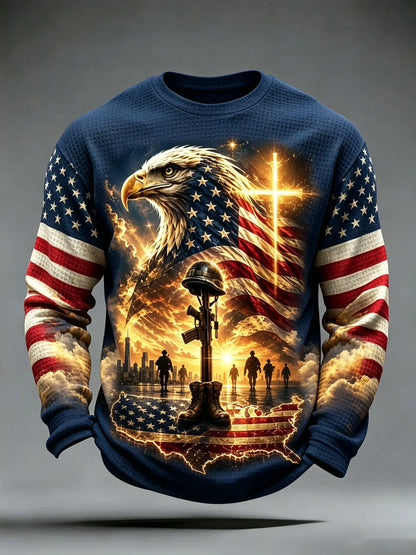 🎖️Men's Veterans Day Theme Waffle Long Sleeve T-Shirt