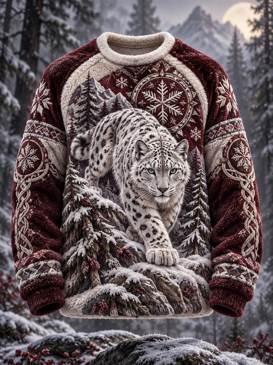 Men's Nordic Forest Animal Flannel Long-Sleeve Sweatshirt