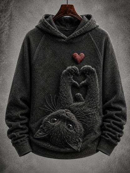 Women's Vintage Cat Print Hoodie