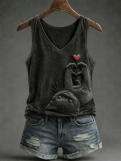 Women's Cat Print Tank Top