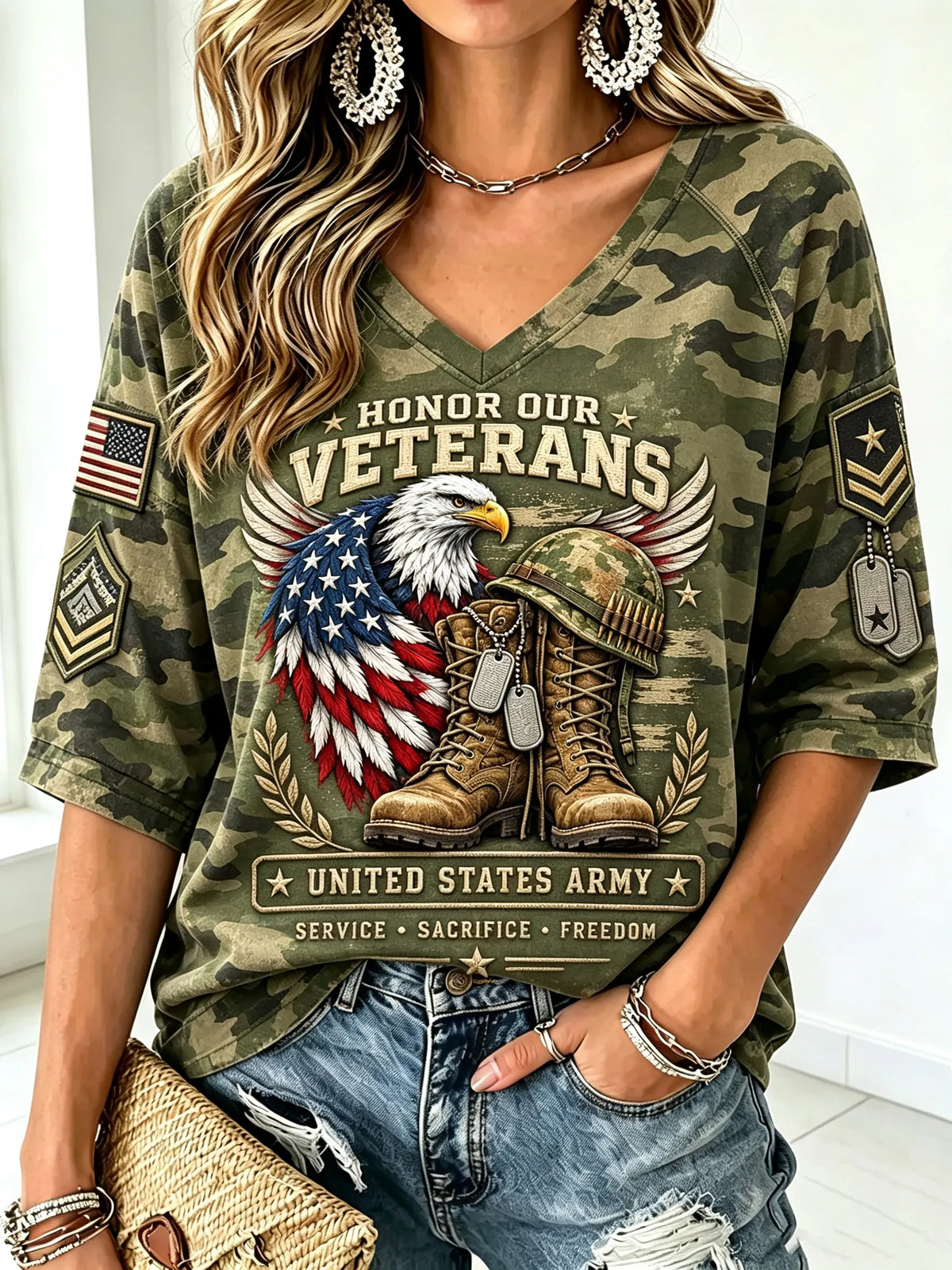 Women's U.S. Veterans Day Print T-Shirt